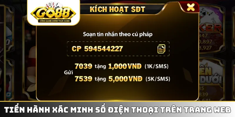 Tiến hành xác minh số điện thoại trên trang web