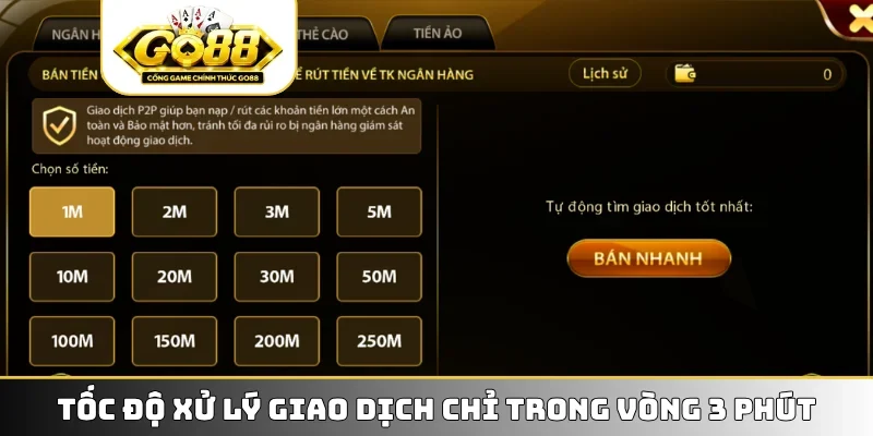 Tốc độ xử lý giao dịch chỉ trong vòng 3 phút